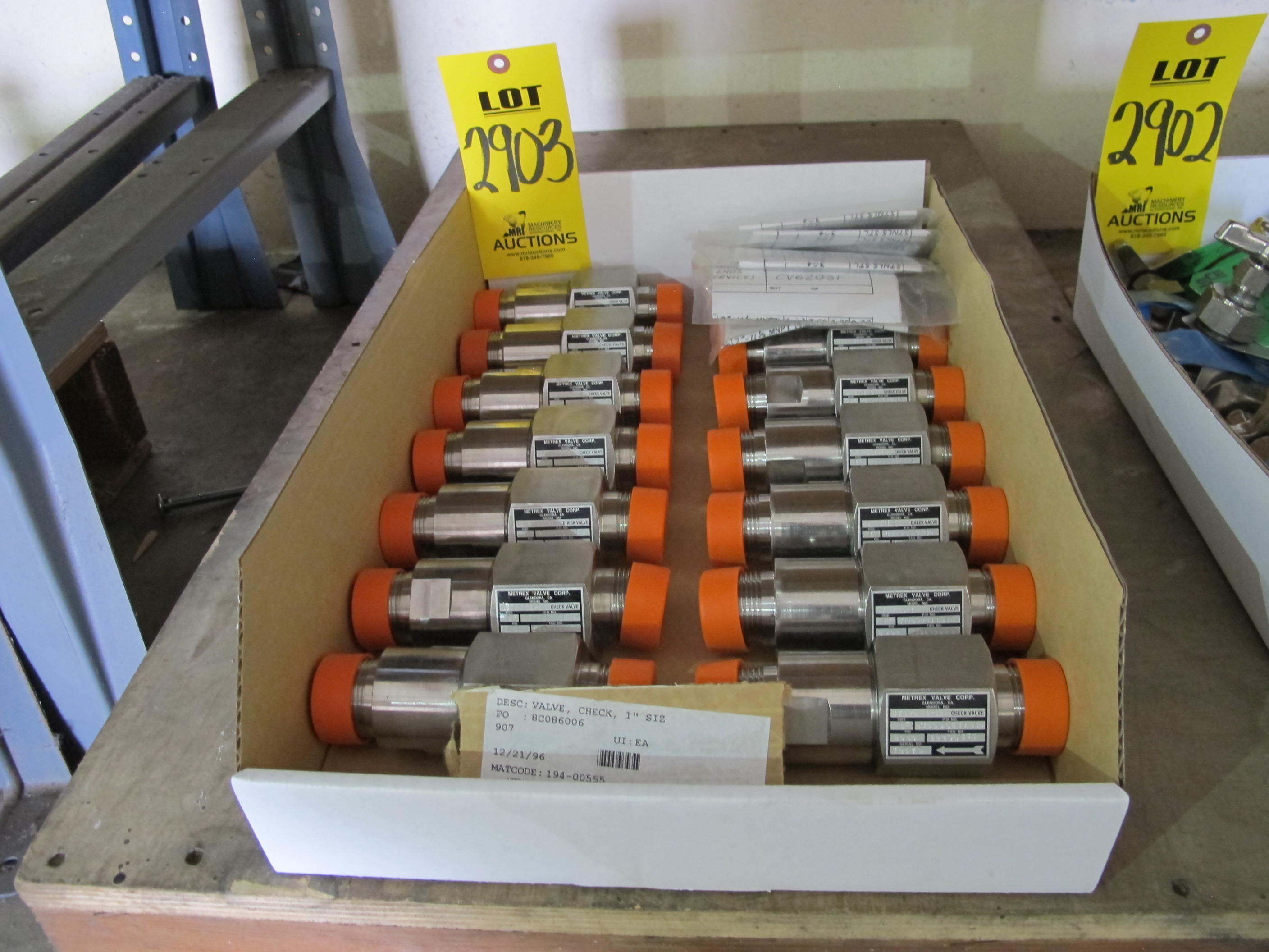 LOT (14) VALVES, CHECK TYPE, 1" SIZE, 2000 LB RATING, 304 SS MATERIAL, MNPT CONNECTIONS, IN-LINE, POPPET STYLE, BUNA-N SOFTGOODS. CHECK VALVE, 1", 2000# INLINE POPPET STYLE, 304SS, BUNA-N SOFT GOODS, MNPT CONNECTIONS. PART # CV620S1-16 (W-51) LOADING & HANDLING FEE $5-